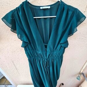 Cupshe Deep V Flutter Sleeve Maxi Dress